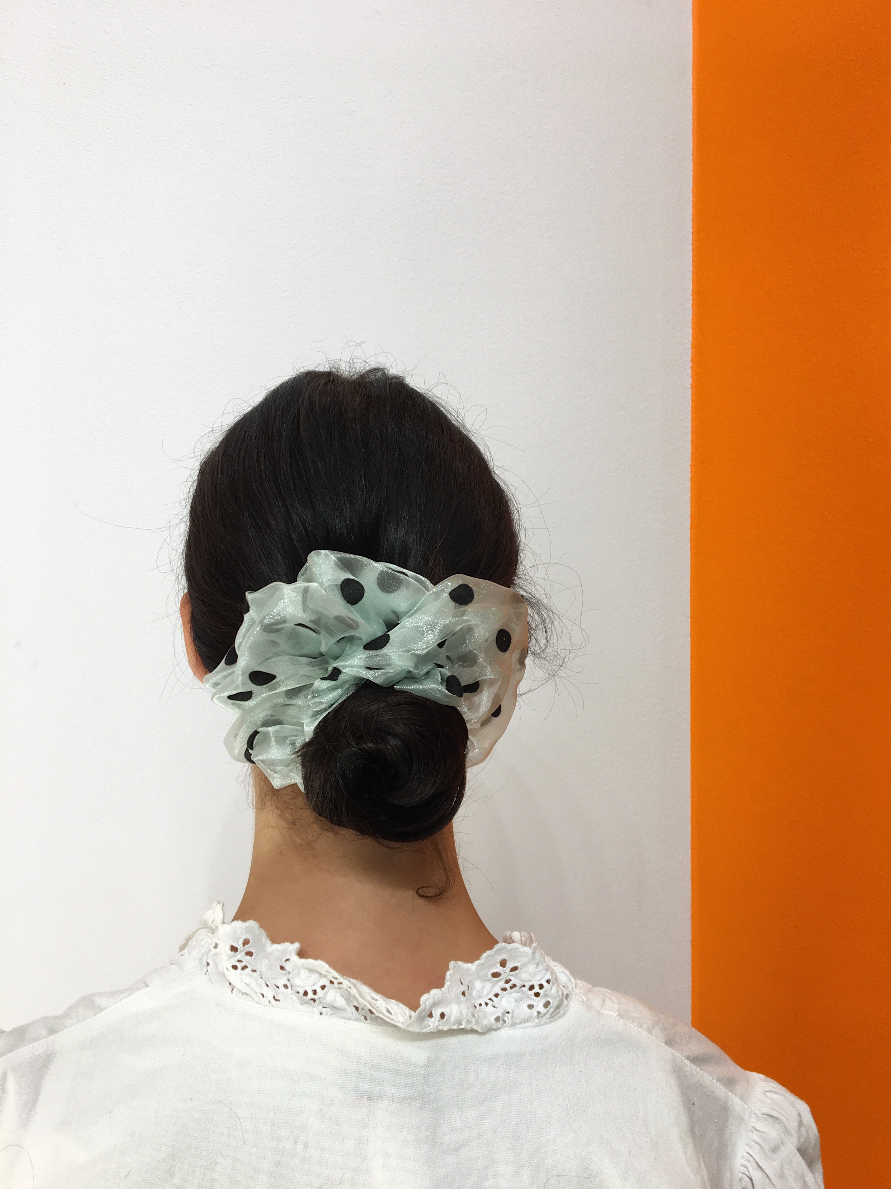 Large Dotty Scrunchie - Light Green