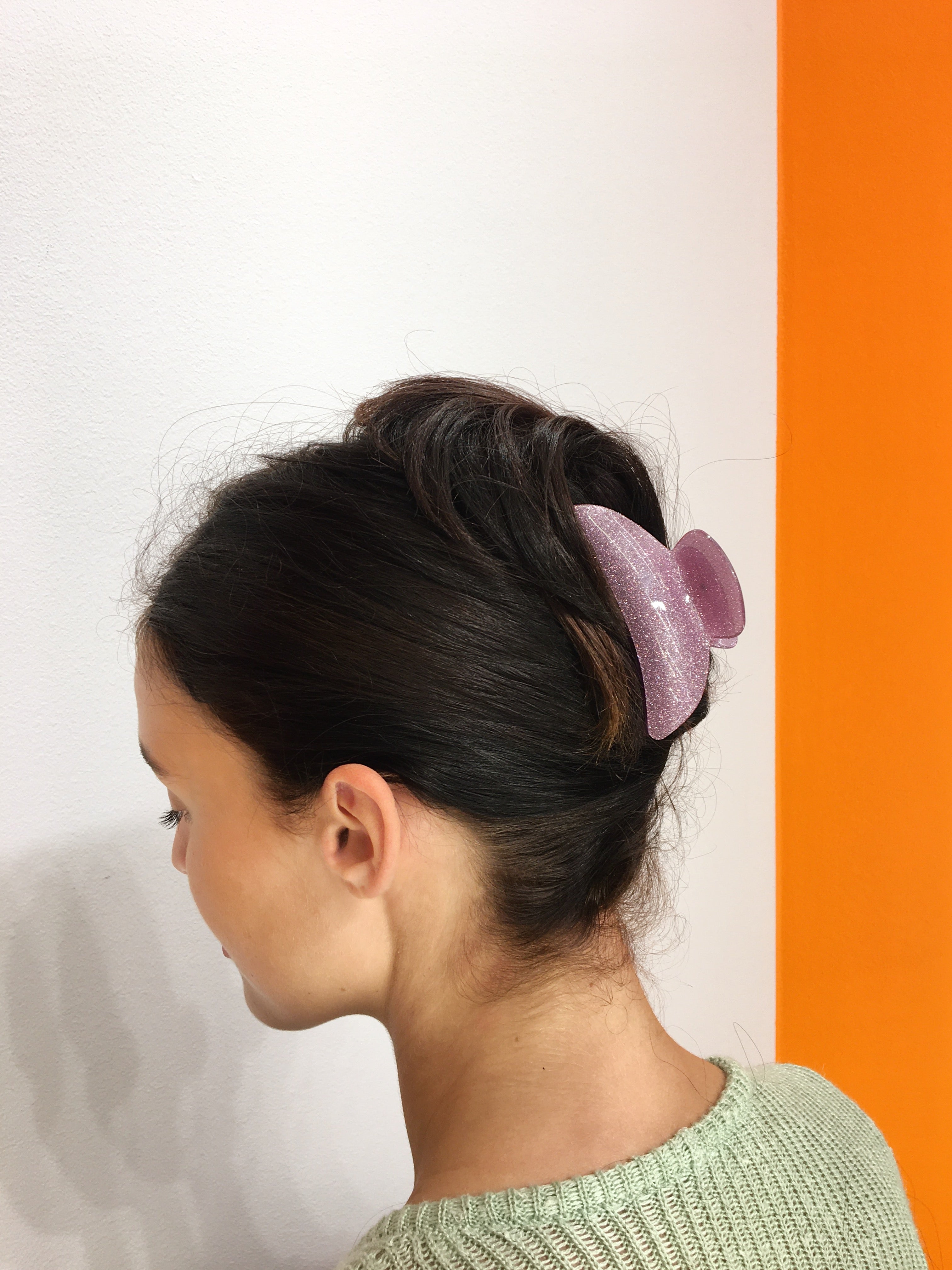 Large Glitter Hairclip - Purple