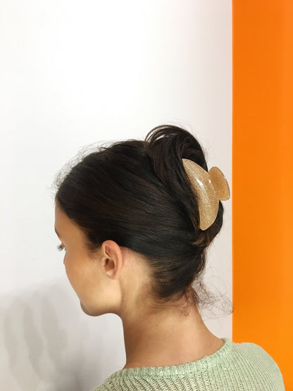 Large Glitter Hairclip - Gold