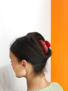 Small Glitter Hairclip - Red