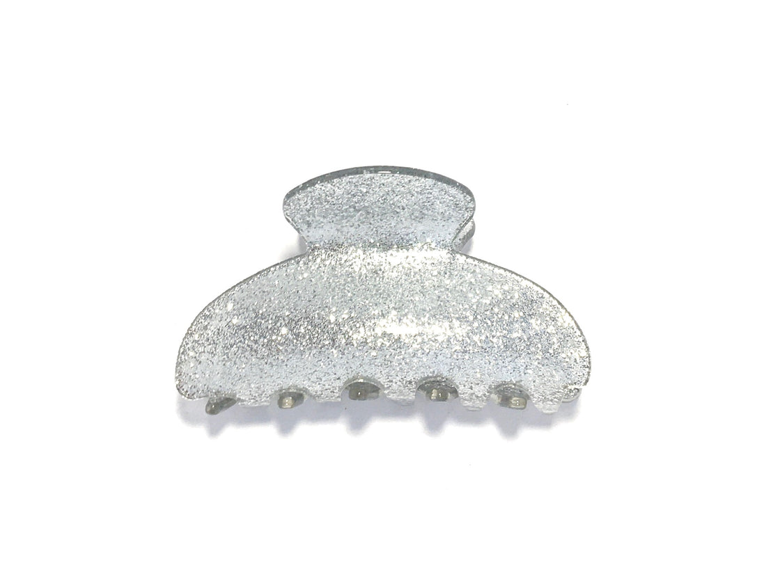 Small Glitter Hairclip - Silver