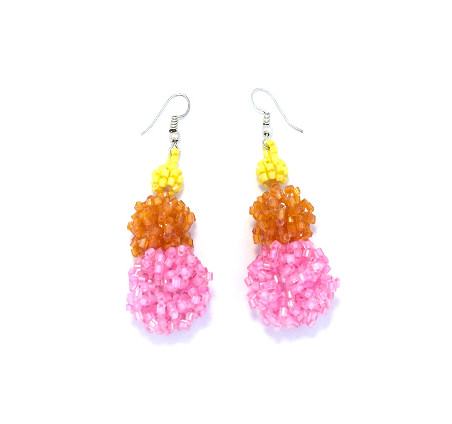 Triple Bead Ear - Gul, Orange og Lyserød