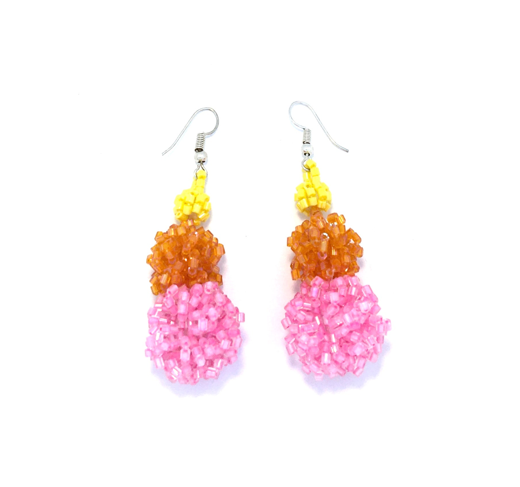 Triple Bead Ear - Gul, Orange og Lyserød