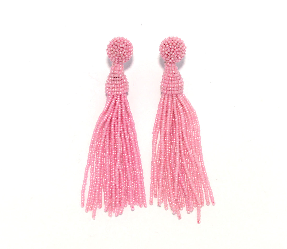 Perleørering Tassel - Baby Pink