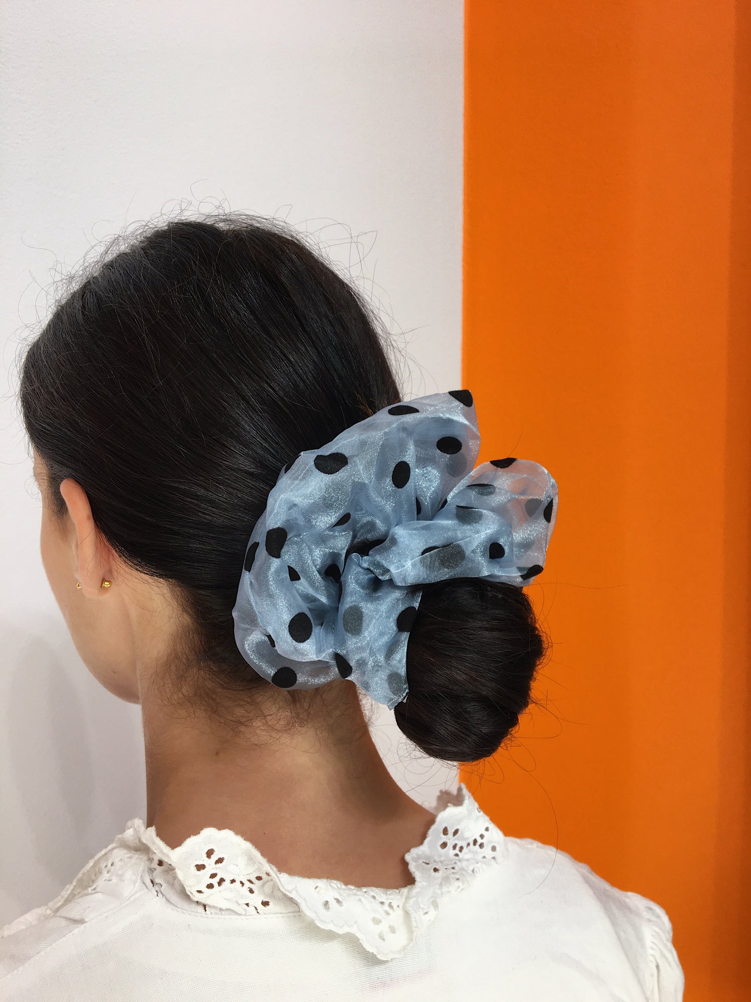 Large Dotty Scrunchie - Blue