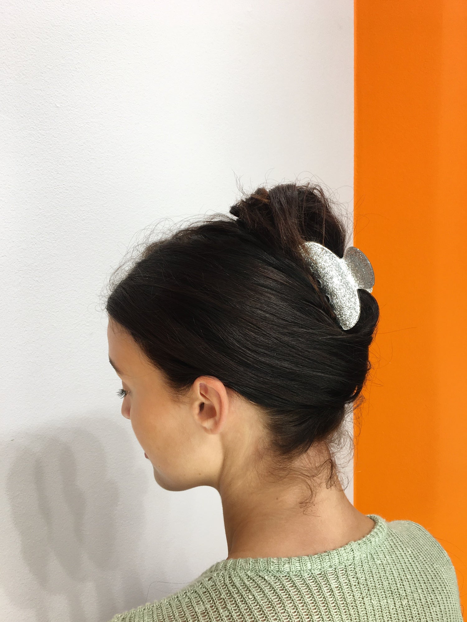 Small Glitter Hairclip - Silver