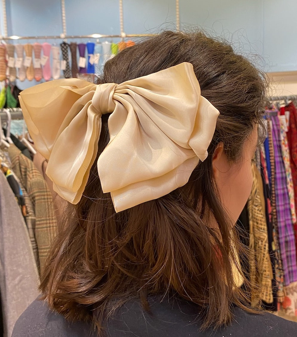 Hairclip Satin Bow - Cream
