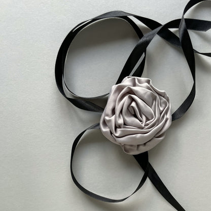 Multiflower - Satin Rosette - 8 cm	- Grey