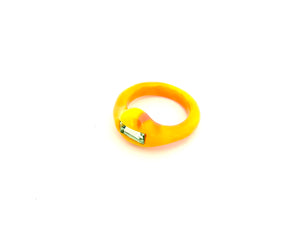 Cutie Lava Ring - Orange/Yellow - Green Stone