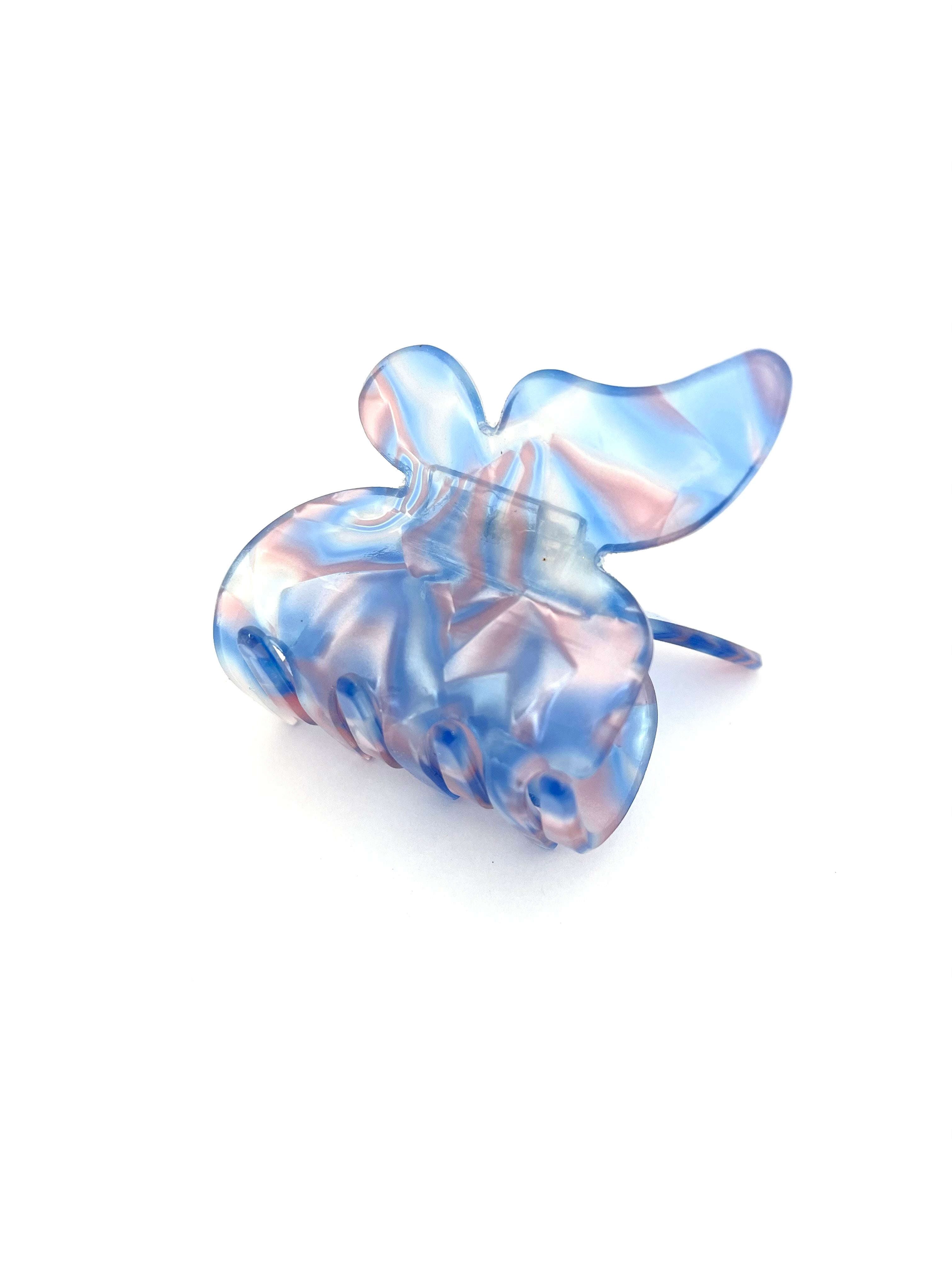 Butterfly Hairclaw - Blue & Pink Marble