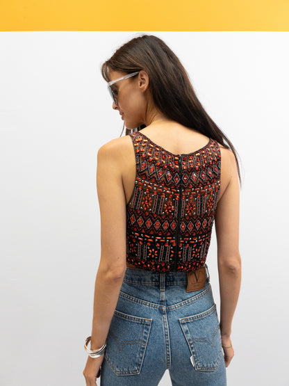 Vintage Rhinestone Crop Top