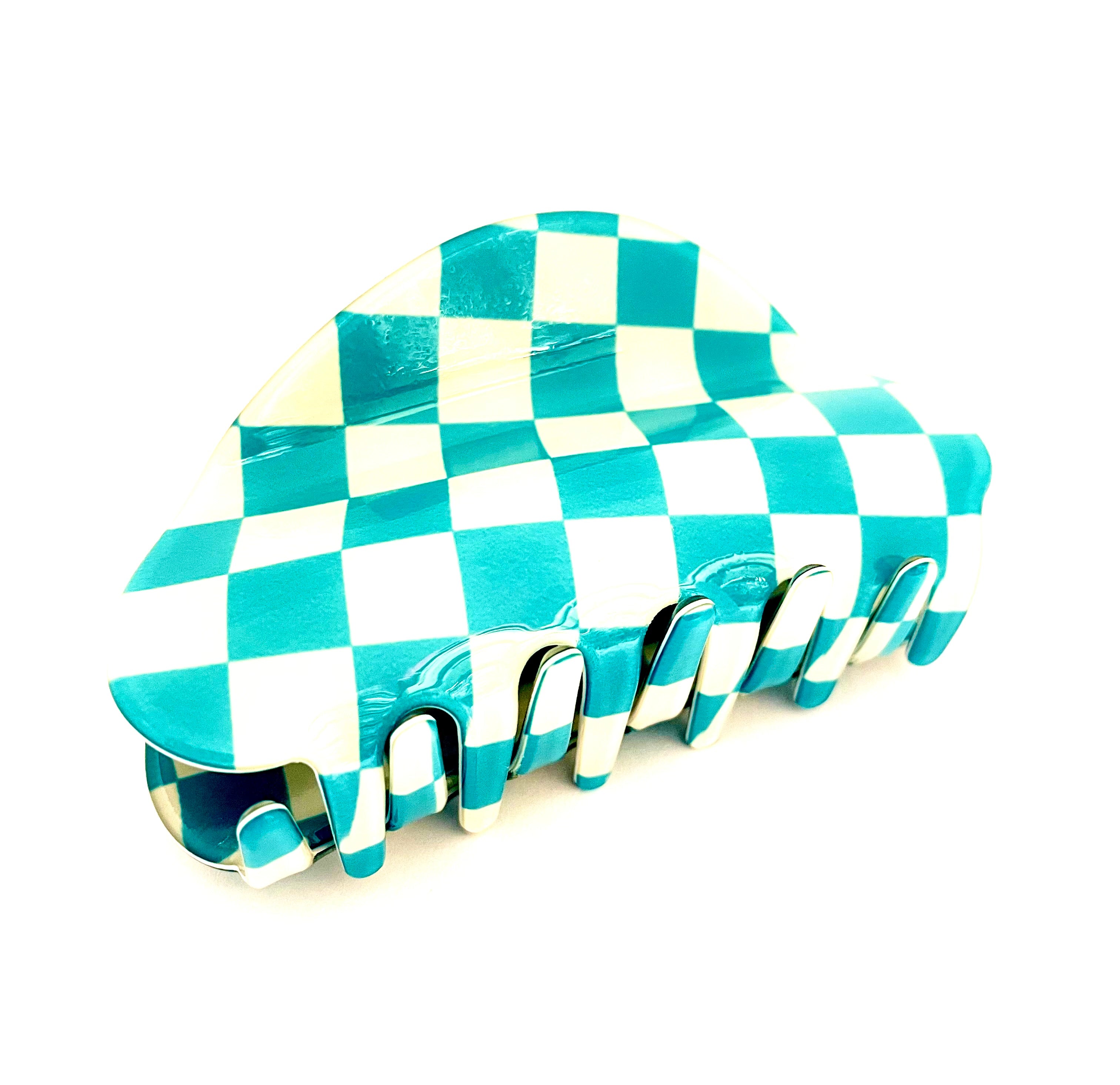 Hairclip Checker - Blue / White