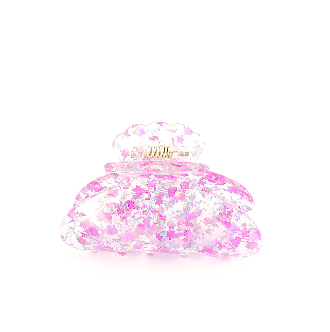Clear Confetti Claw - Pink/Silver