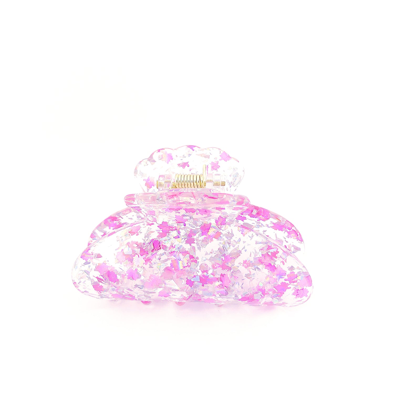 Clear Confetti Claw - Pink/Silver