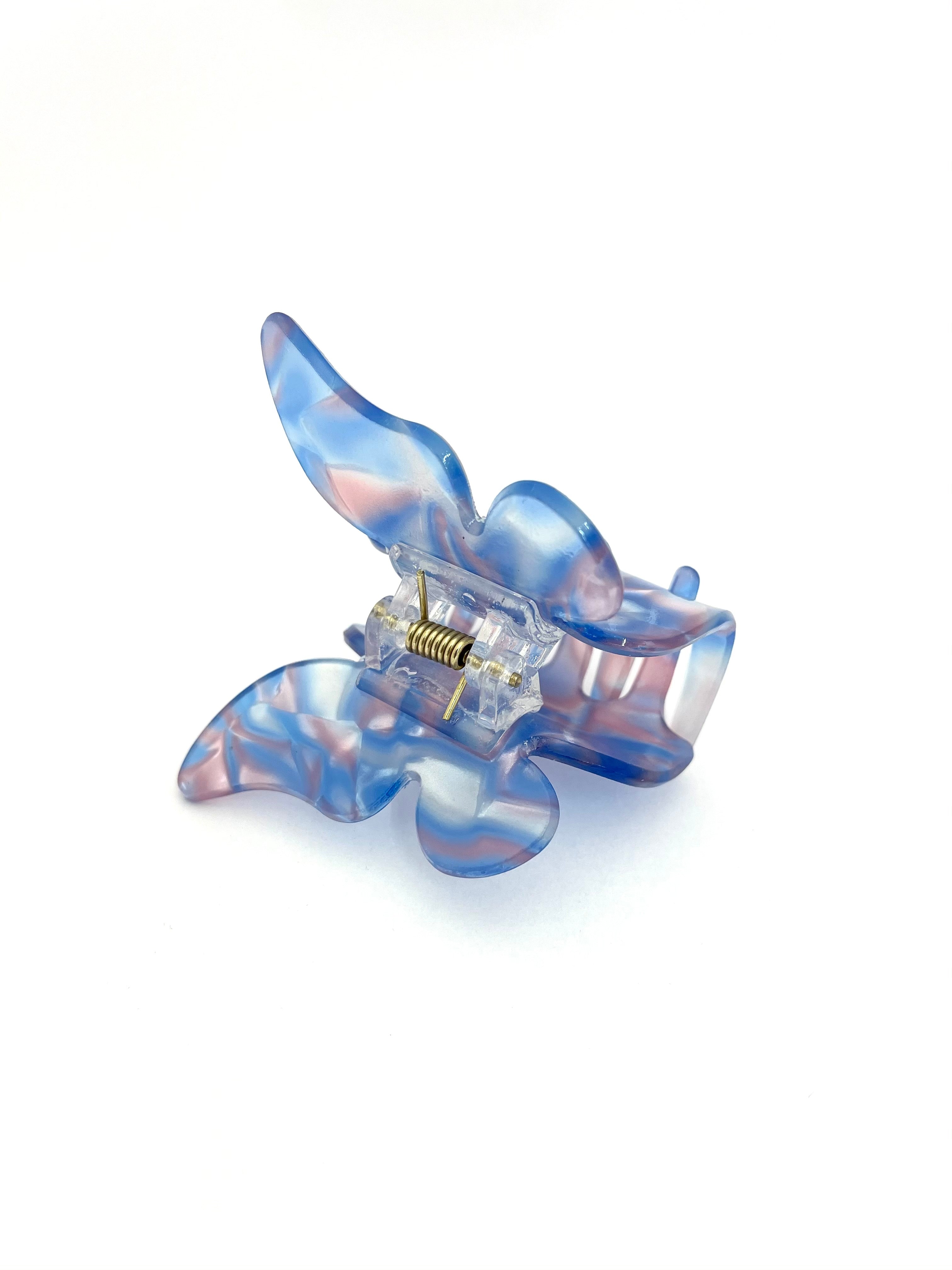 Butterfly Hairclaw - Blue & Pink Marble