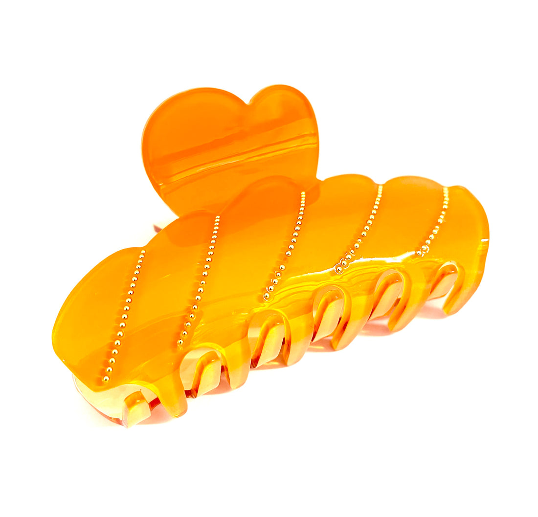 Gold Dot Hair Clip - Orange