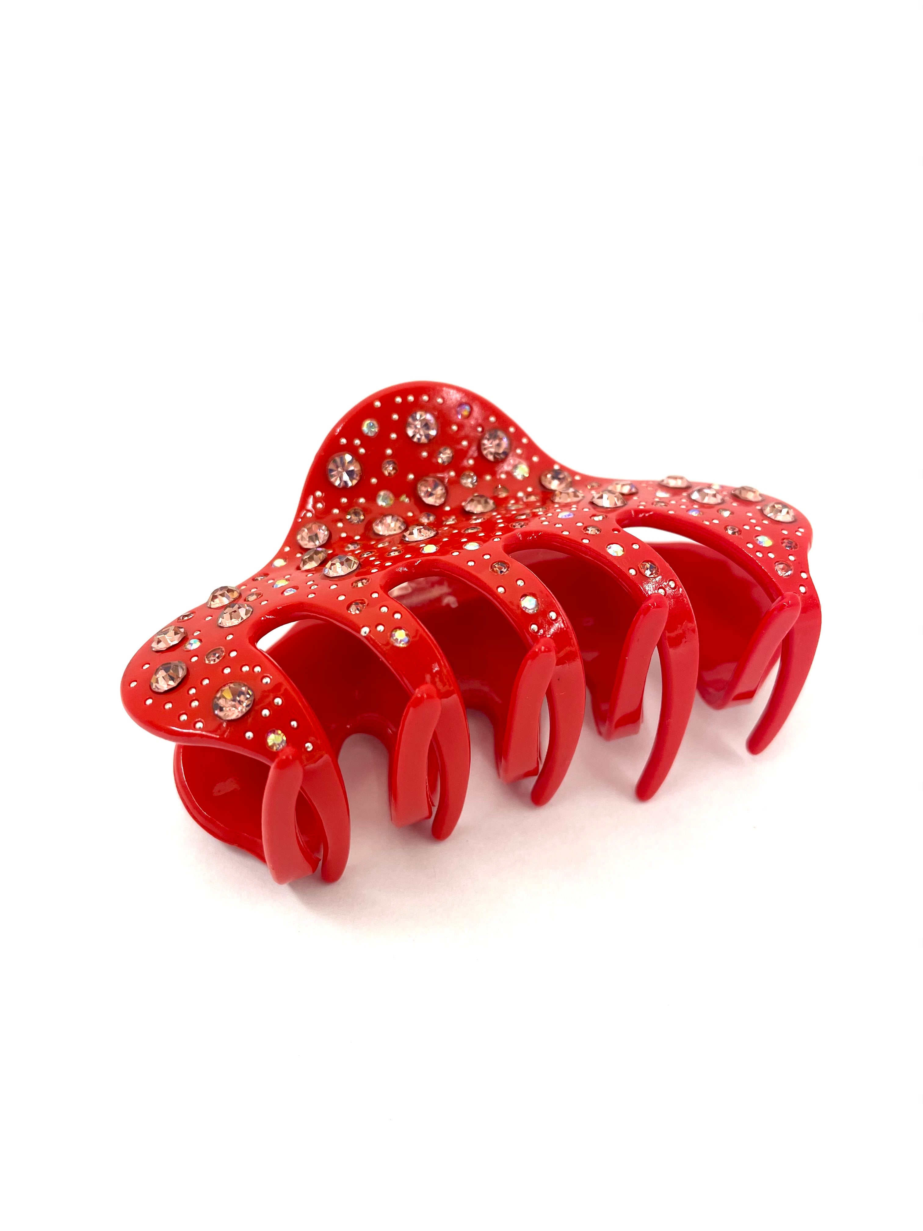 Rhinestone Hairclip - Red
