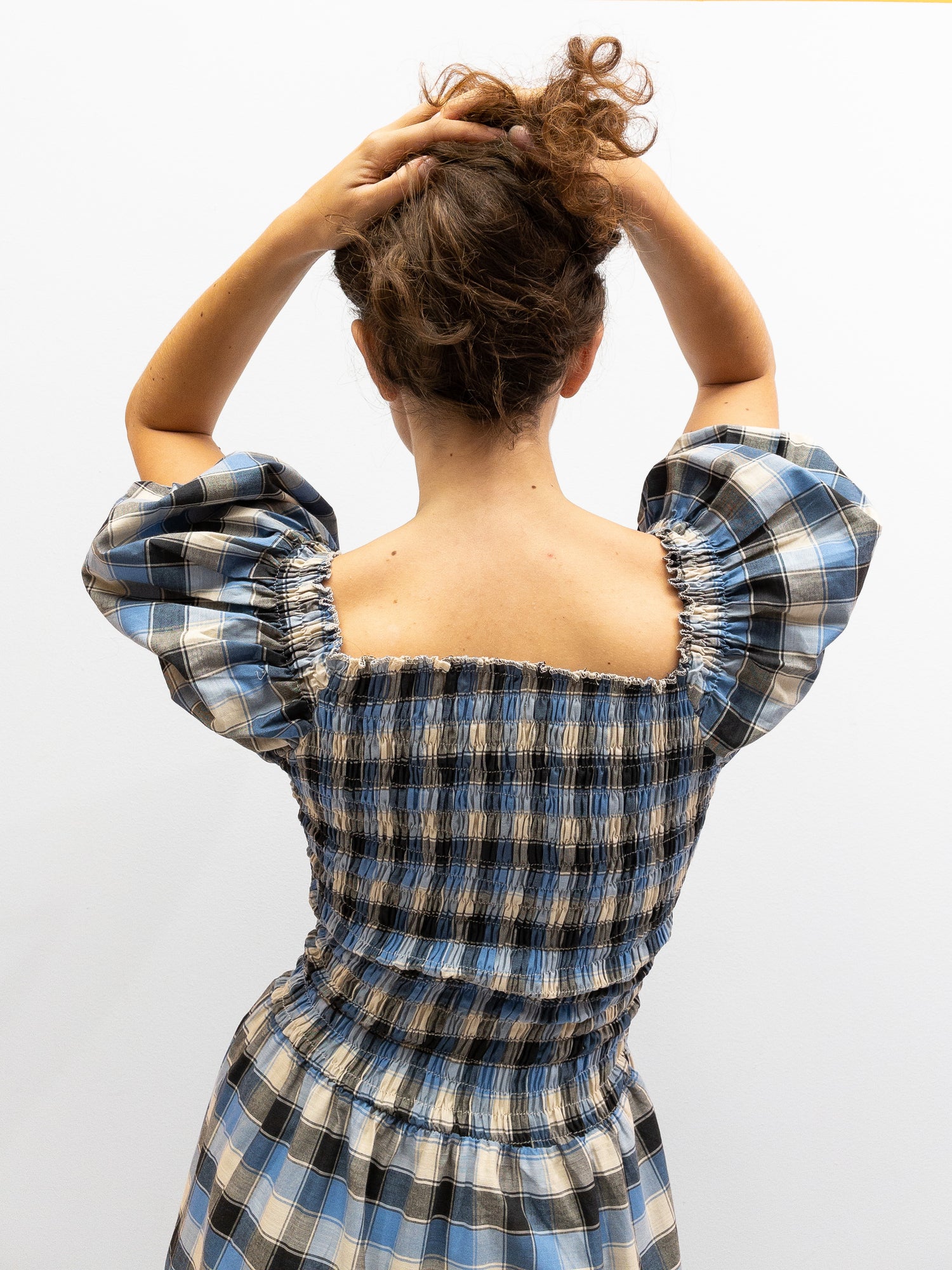 Off Shoulder Smock Dress Short - Lyseblå Tern