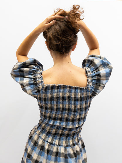 Off Shoulder Smock Dress Short - Lyseblå Tern