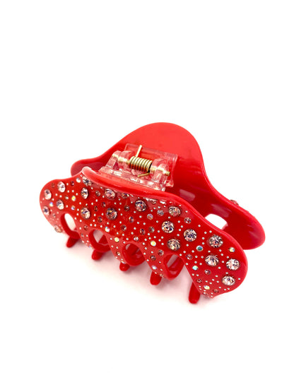 Rhinestone Hairclip - Red