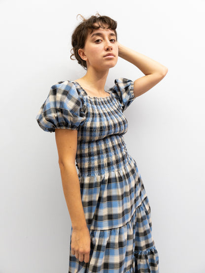Off Shoulder Smock Dress Short - Lyseblå Tern