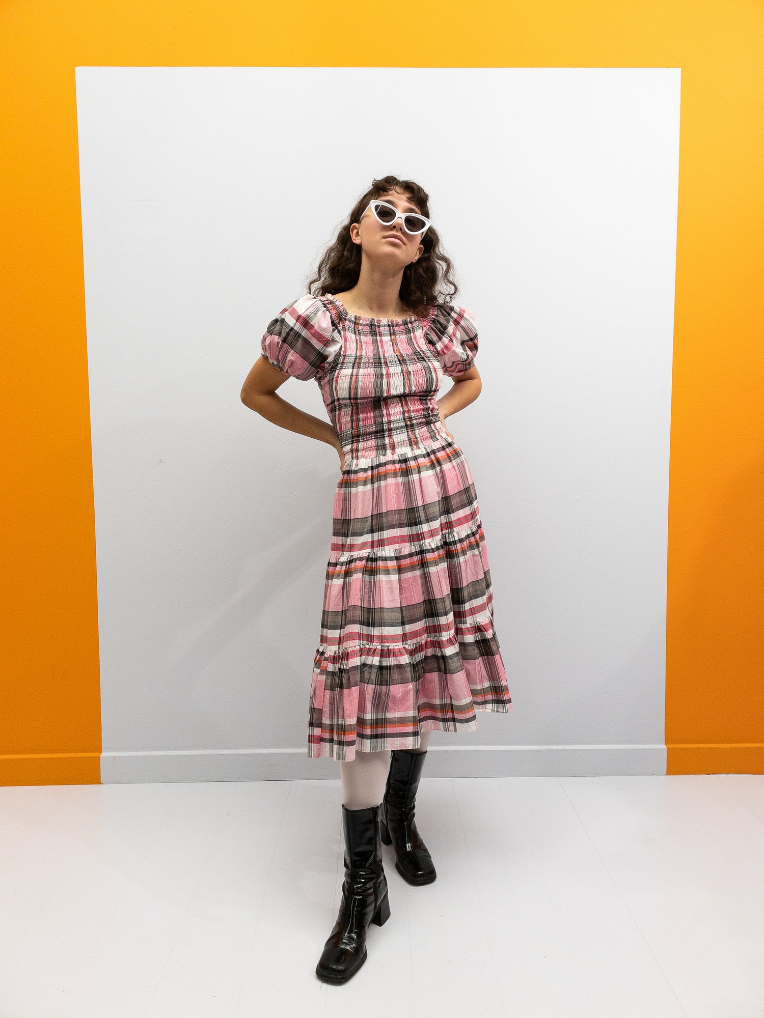 Off Shoulder Smock Dress Short - Lyserøde Tern