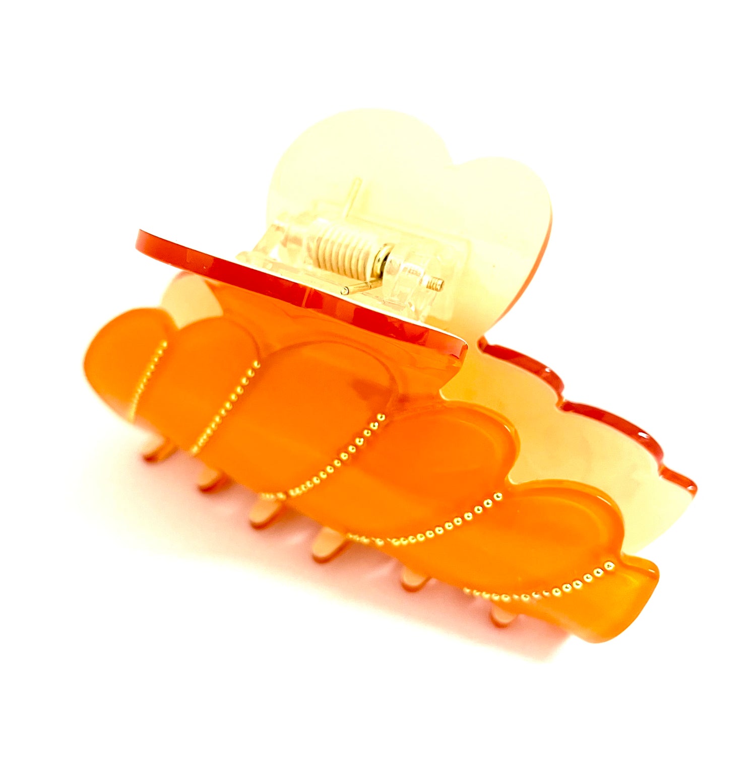 Gold Dot Hairclip - Orange