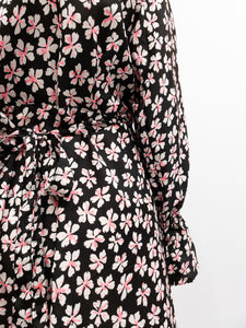 Ruffle Wrap Dress Short - Blomstermotiv
