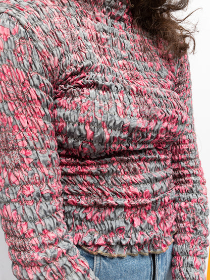 Smock Top Pink Blomster - Long Sleeve