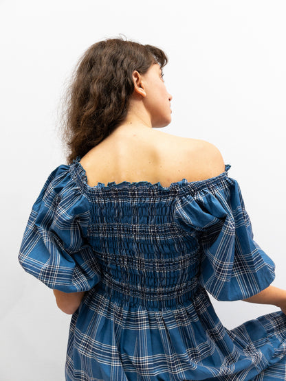 Off Shoulder Smock Dress - Mørkeblå Tern