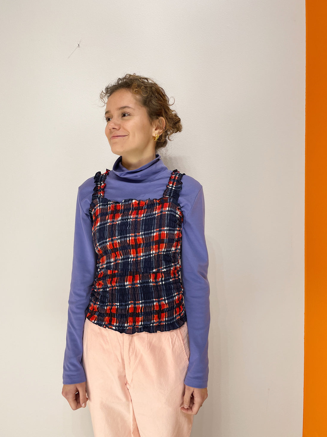 Smock Top - Blå / Rød
