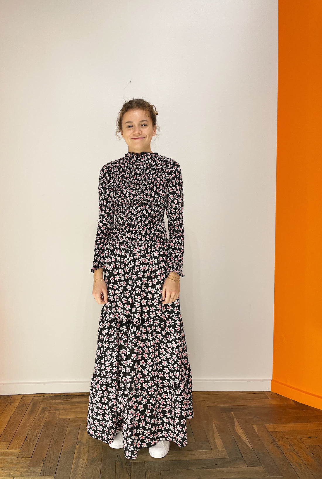 Smock Dress Long - Pink / Sort