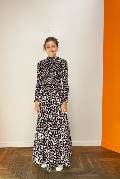 Smock Dress Long - Pink / Sort