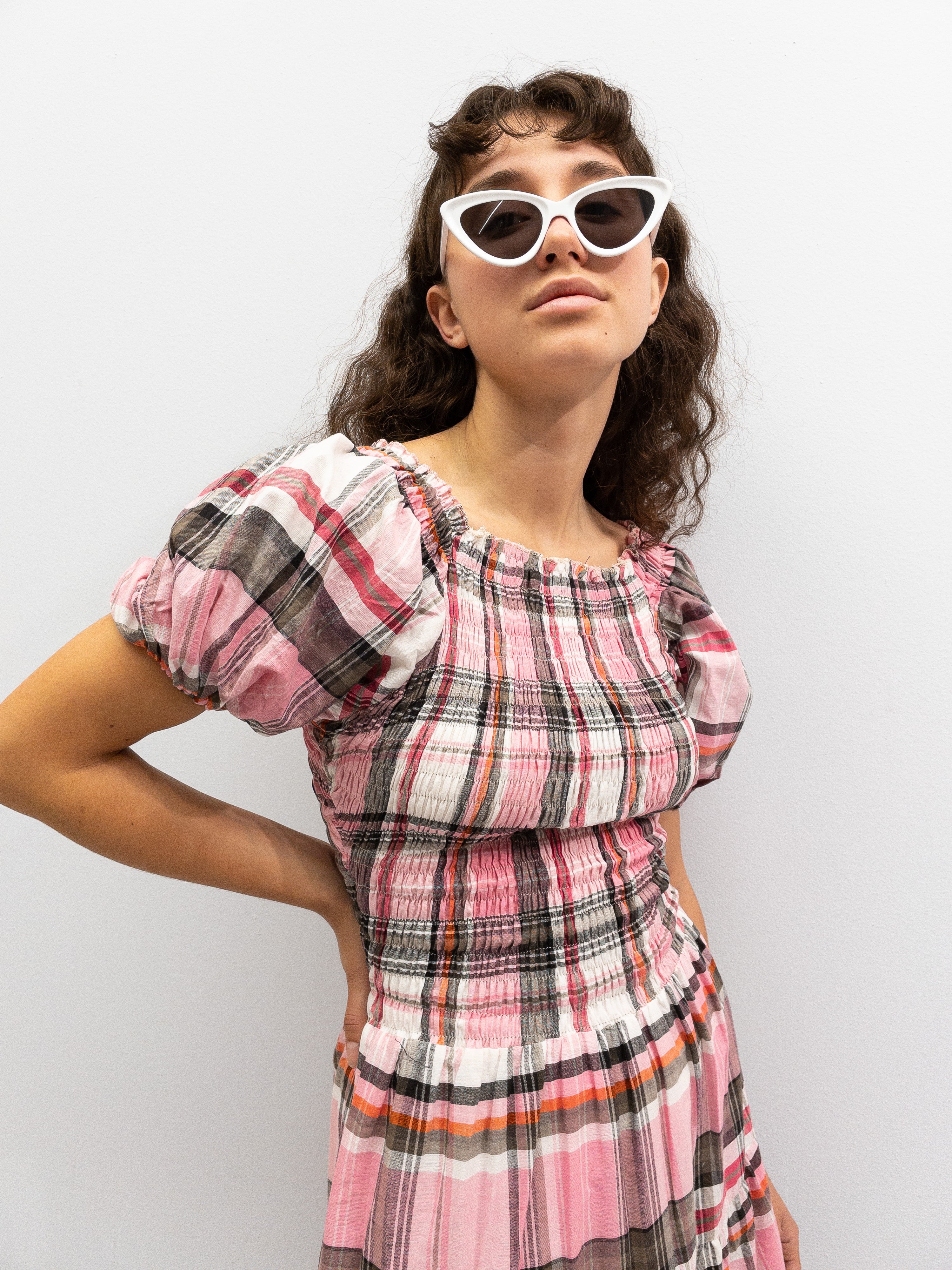 Off Shoulder Smock Dress Short - Lyserøde Tern