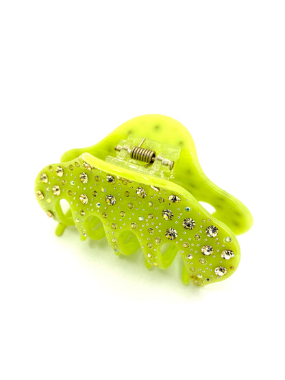 Rhinestone Hairclip - Lime Green