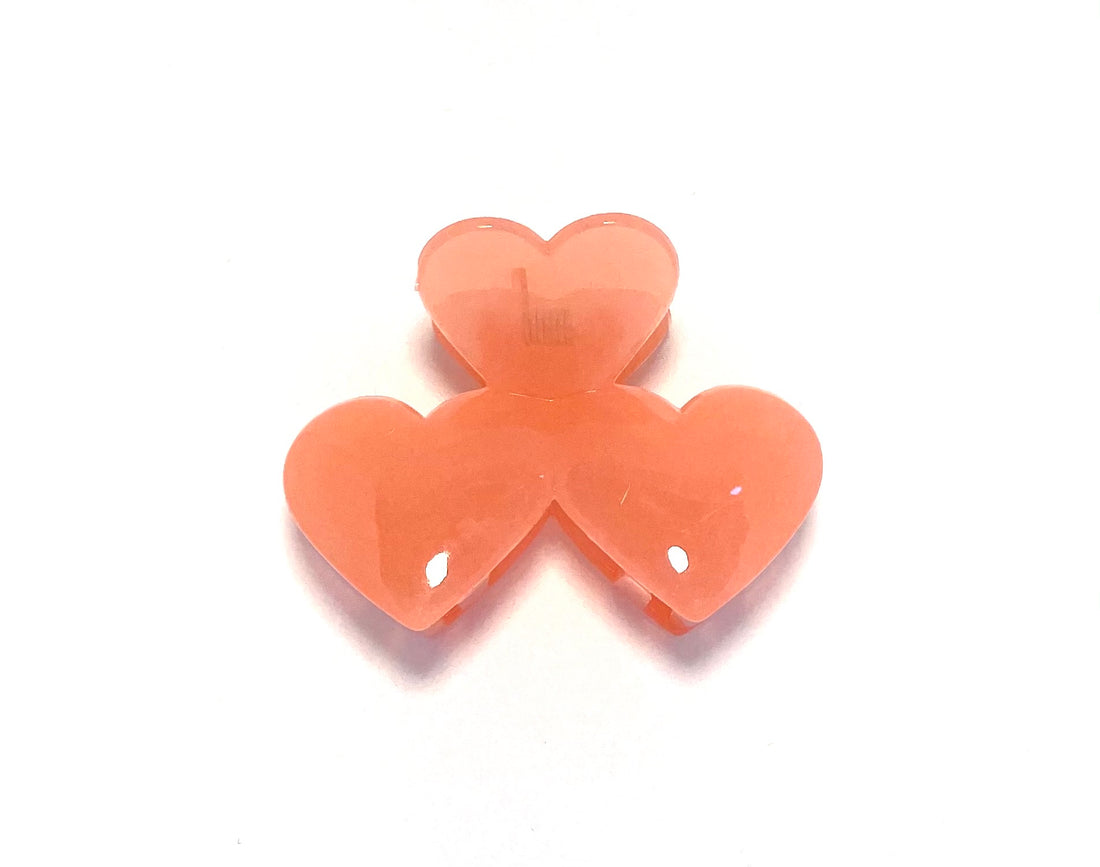 Heart Hairclip - Clear Coral