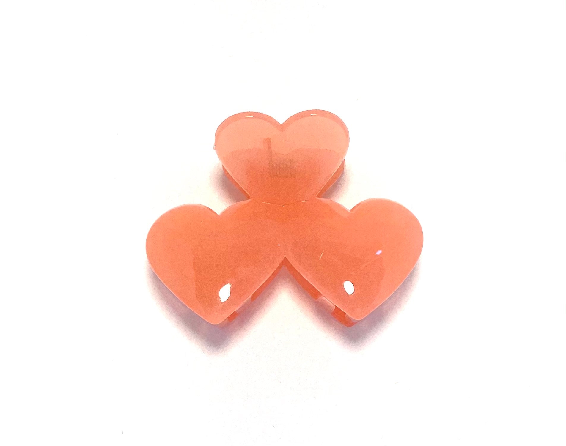 Heart Hairclip - Clear Coral