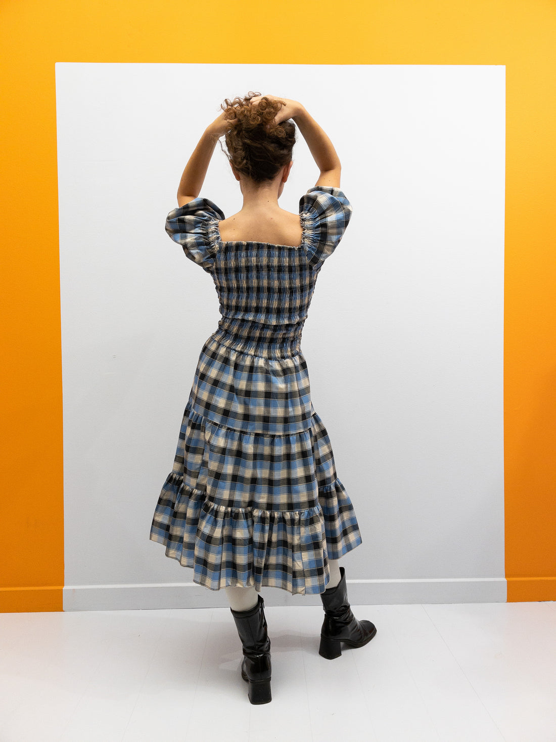 Off Shoulder Smock Dress Short - Lyseblå Tern