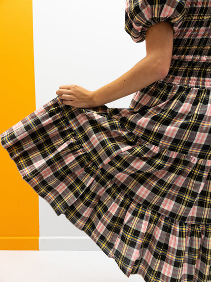 Off Shoulder Smock Dress Short - Lyserød/Gule Tern