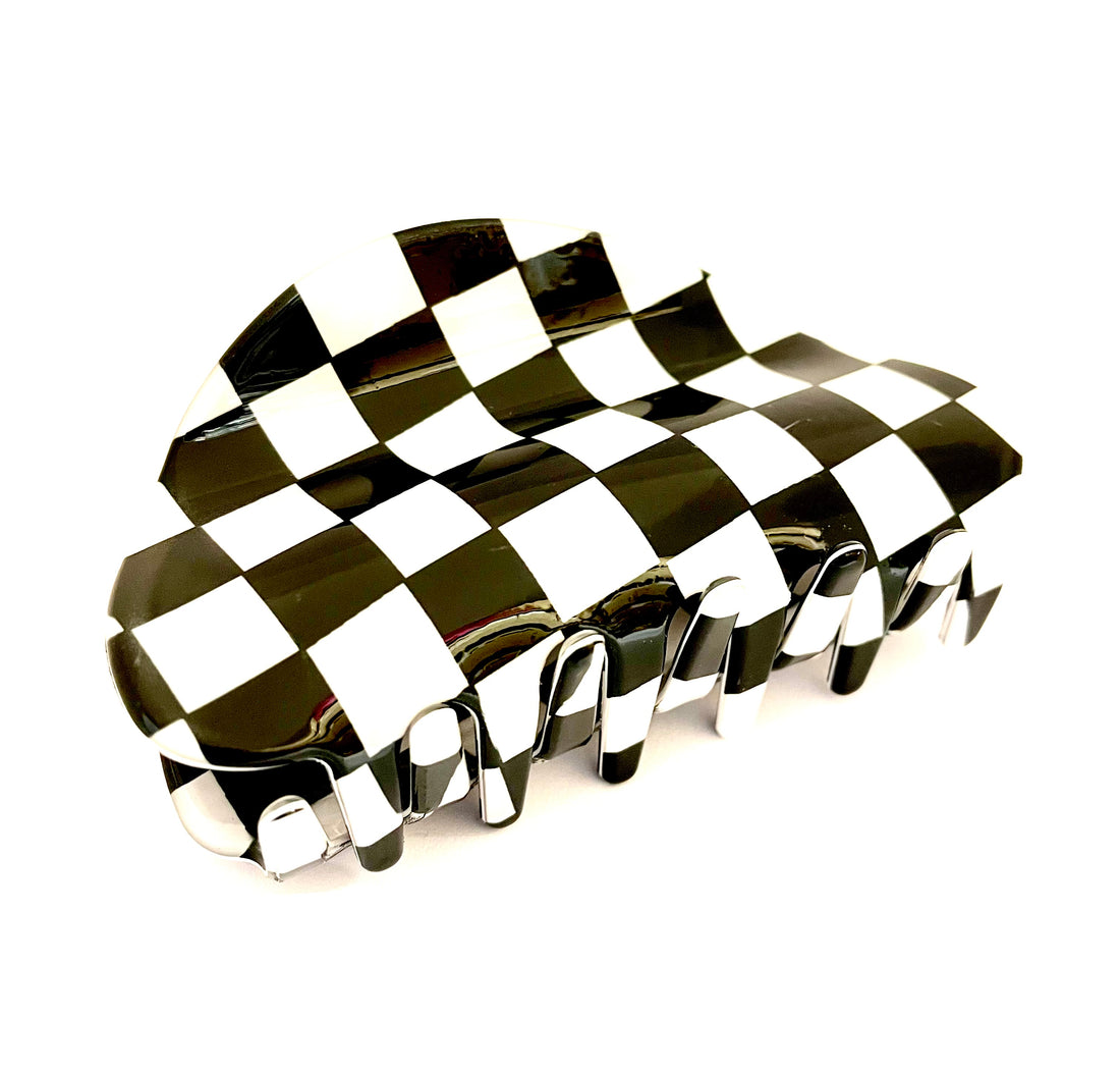 Hair Clip Checker - Black / White