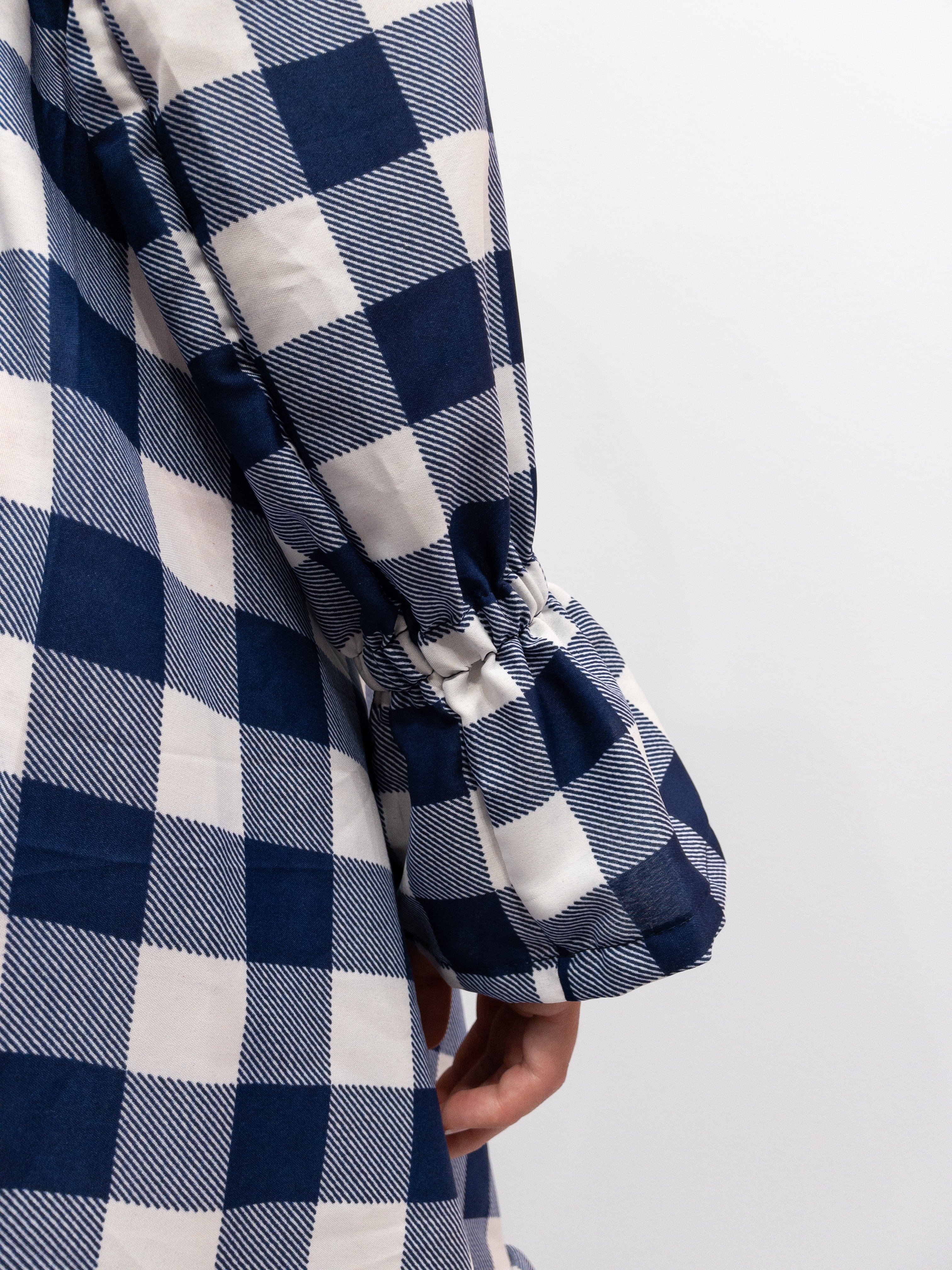 Ruffle Wrap Dress Short - Blå/Hvid Tern