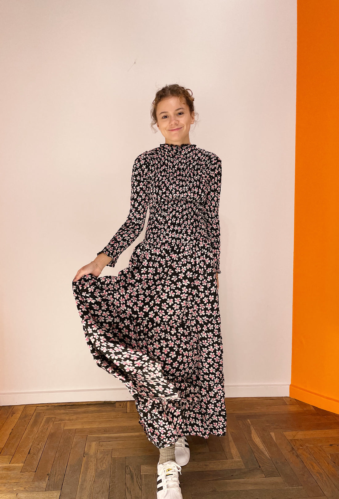 Smock Dress Long - Pink / Sort