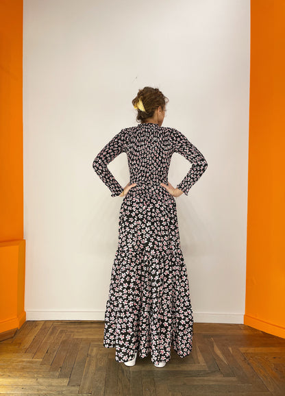 Smock Dress Long - Pink / Sort