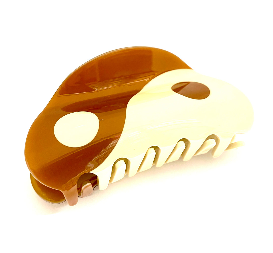 Yin Yang Hairclip - Brown / White