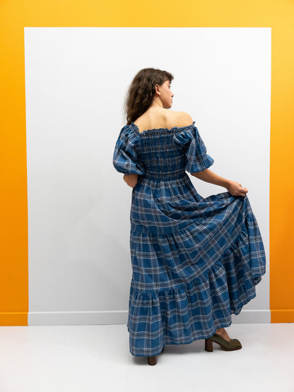 Off Shoulder Smock Dress - Mørkeblå Tern