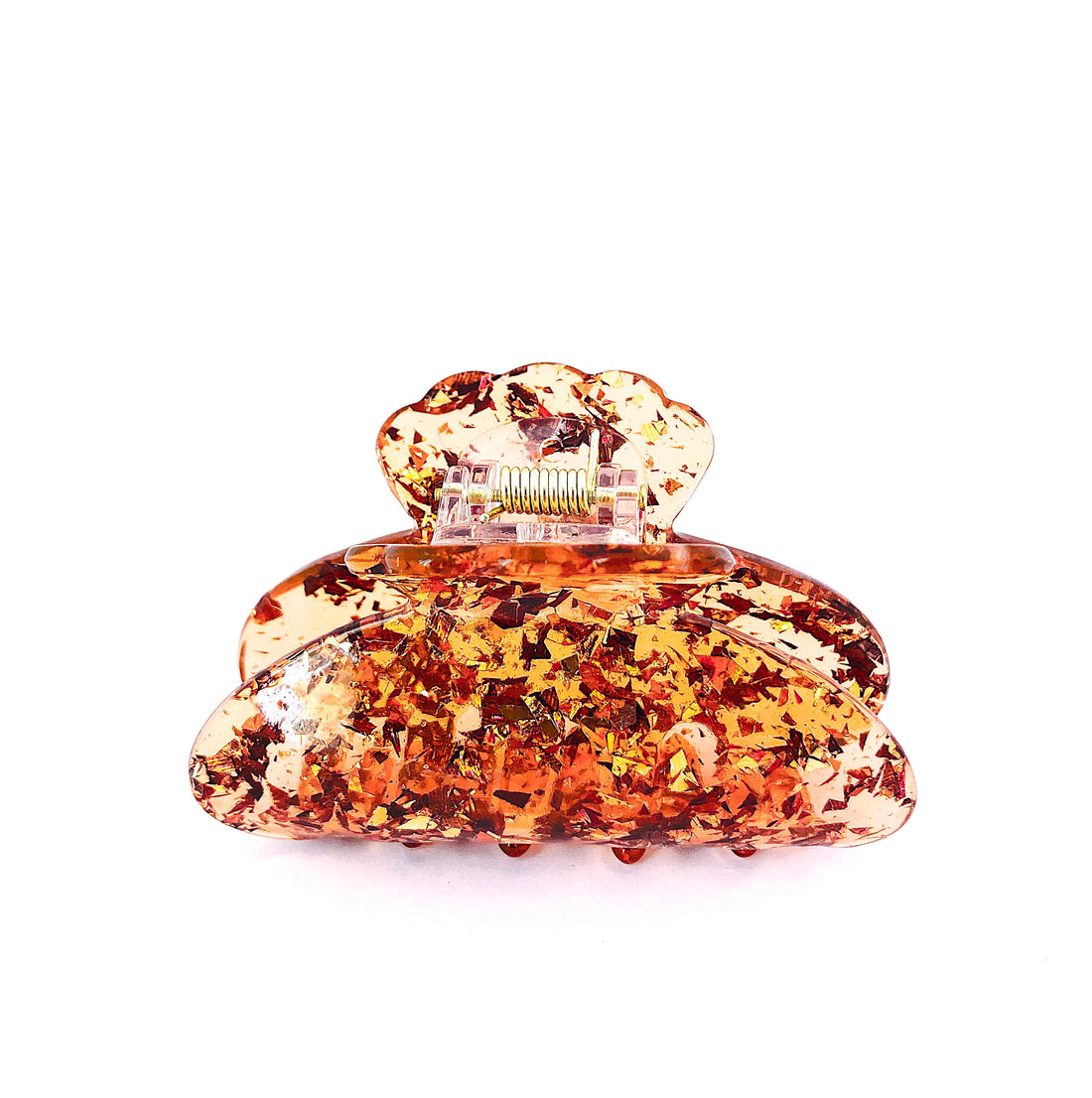 Clear Confetti Claw - Orange