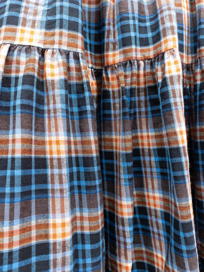 Off Shoulder Smock Dress - Blå/Brune Tern