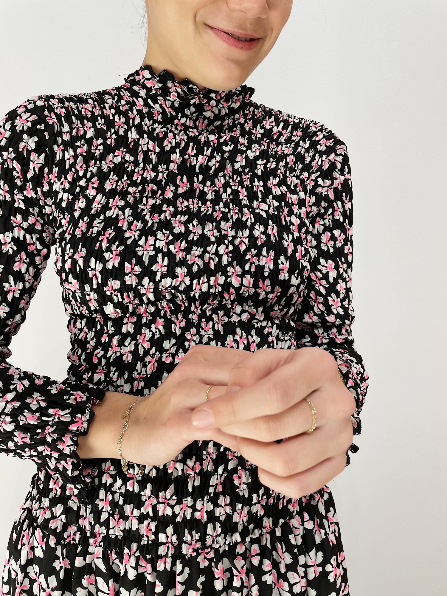 Smock Dress Long - Pink / Sort