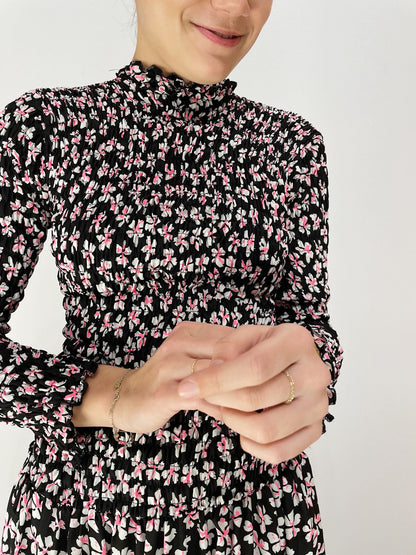 Smock Dress Long - Pink / Sort