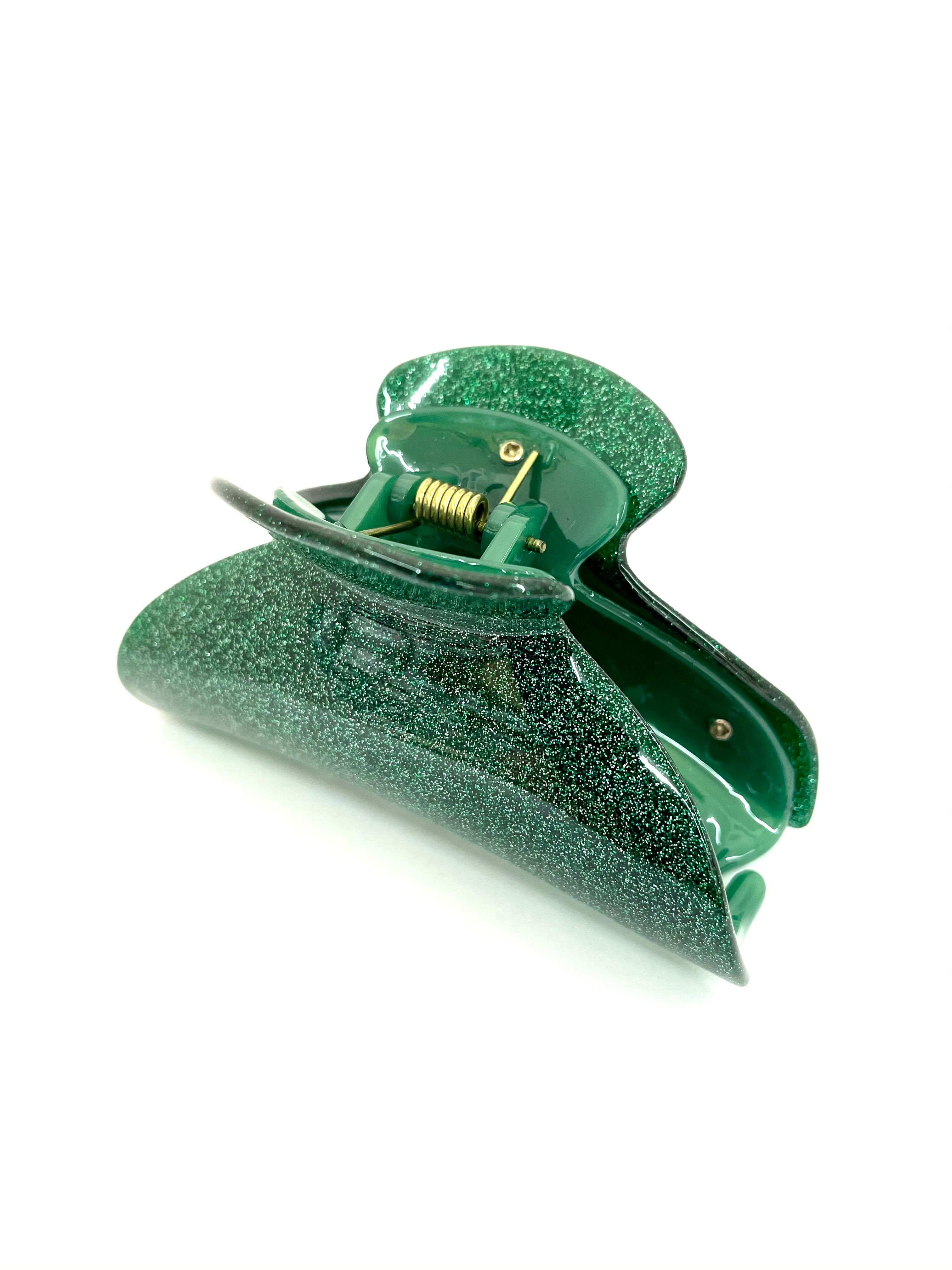 Large Glitter Hairclip - Dark Green